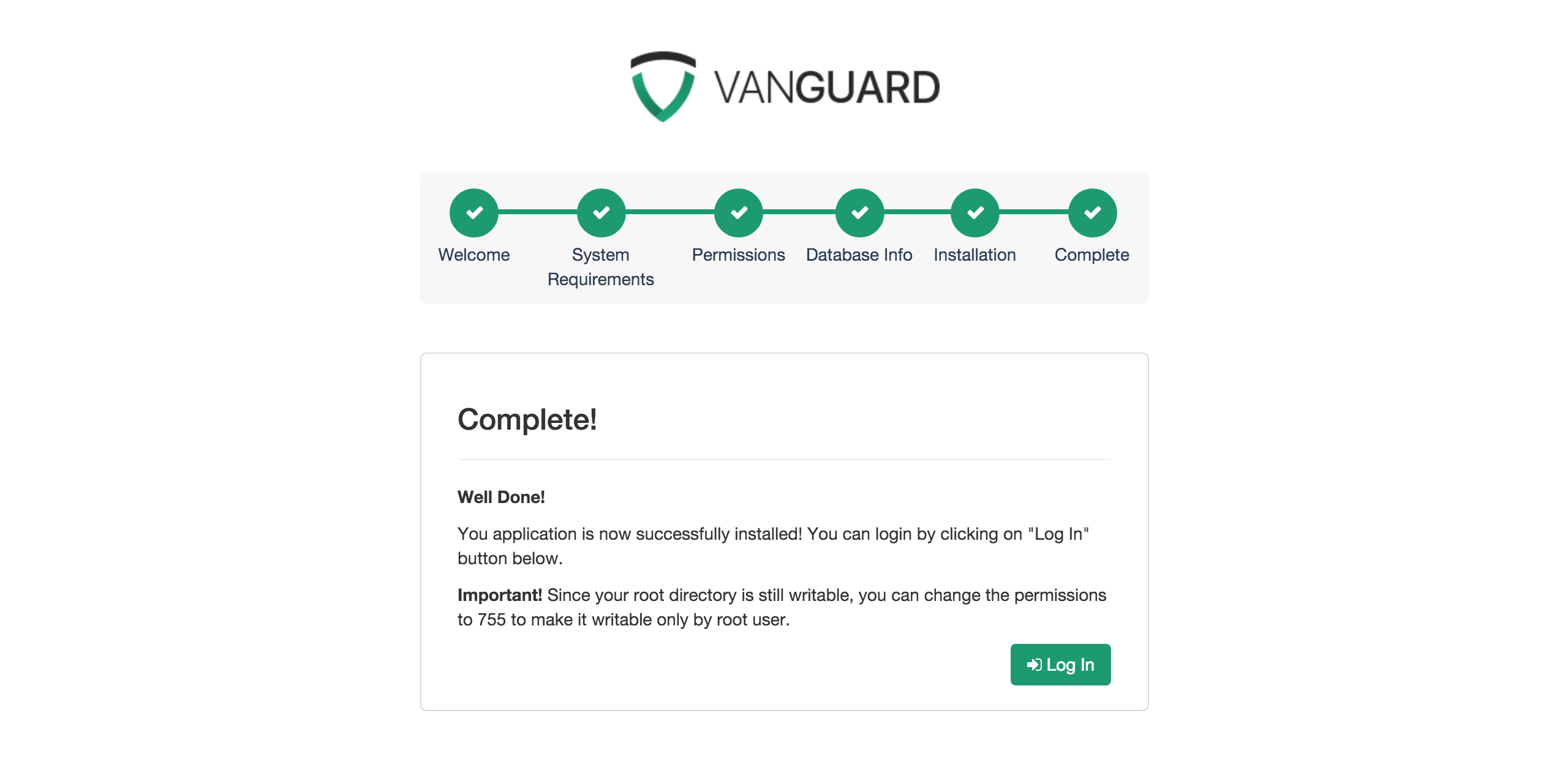 alt Vanguard Installation - Installation Completed