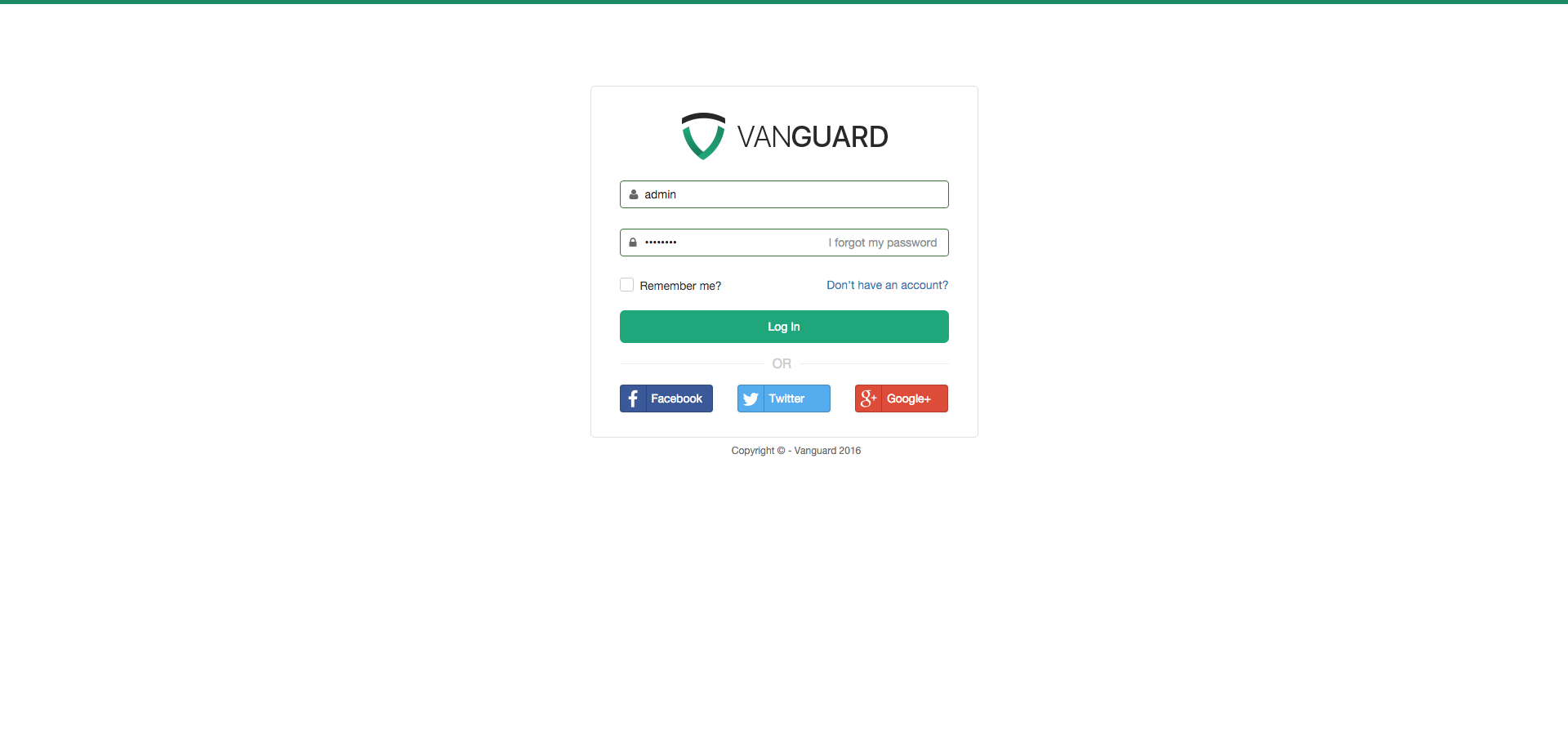 Vanguard - Login Form