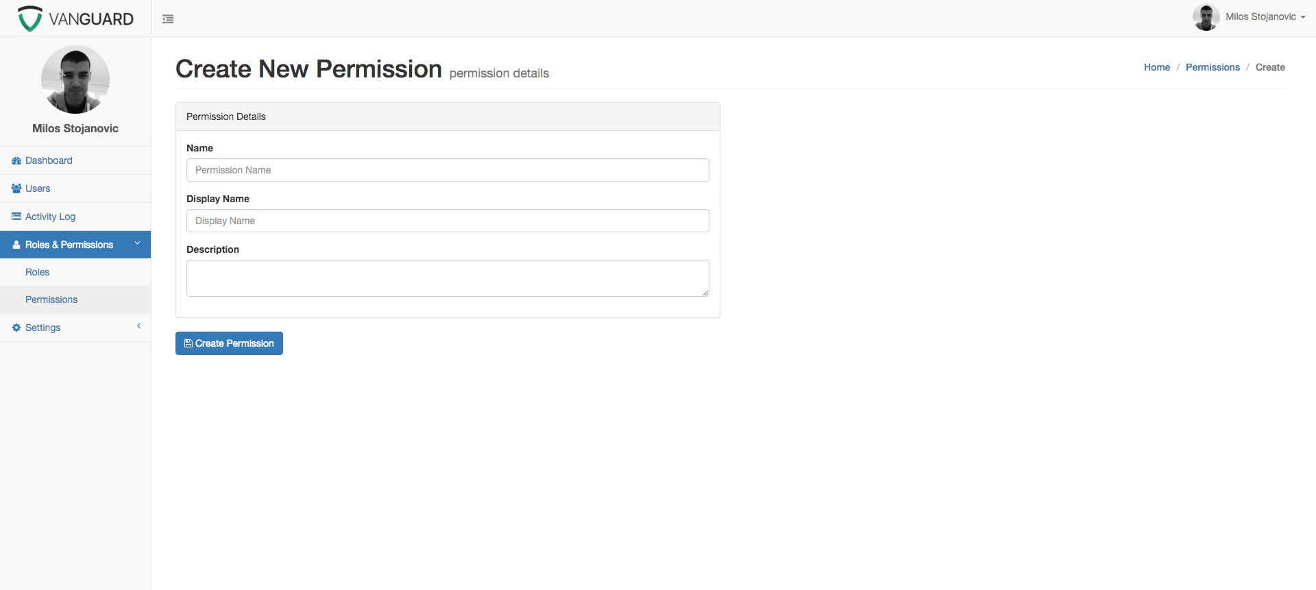 Vanguard - Permissions