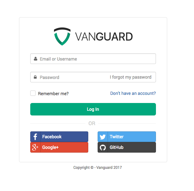 Vanguard Social Auth - Login Form