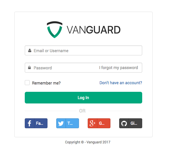 Vanguard Social Auth - Login Form
